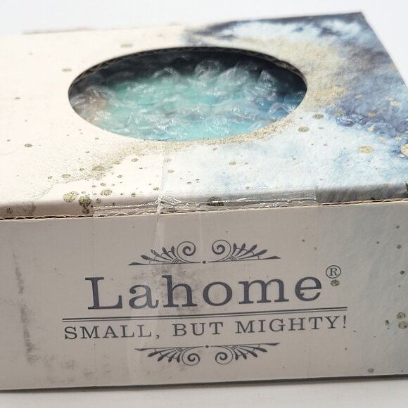 Lahome Small But Mighty Blue Gold Marble Effect Coasters with Cork Bottoms 4" - Picture 6 of 7